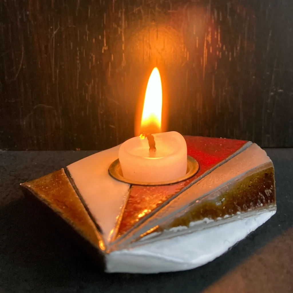 Verwendung - Kerzenständer 7eckPolygon SaSchi, Glossyweiß, Koralle und Honigbraun, 2025